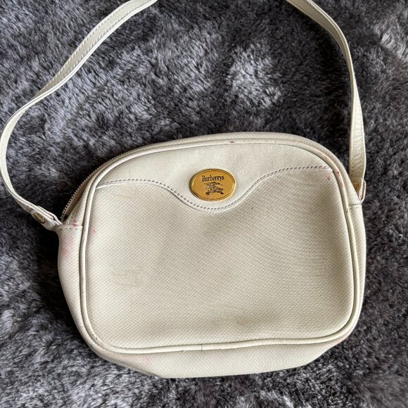 RARE Burberry VINTAGE Pre-Loved Crossbody Bag in White - Picture 1 of 5